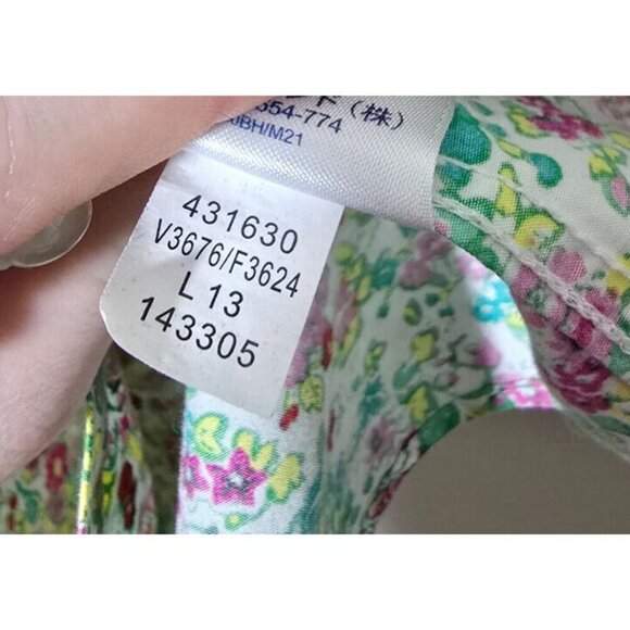 Lands End Blouse 16P No Iron Supima Cotton Floral Bloomcore Button Up Breathable - Picture 10 of 11
